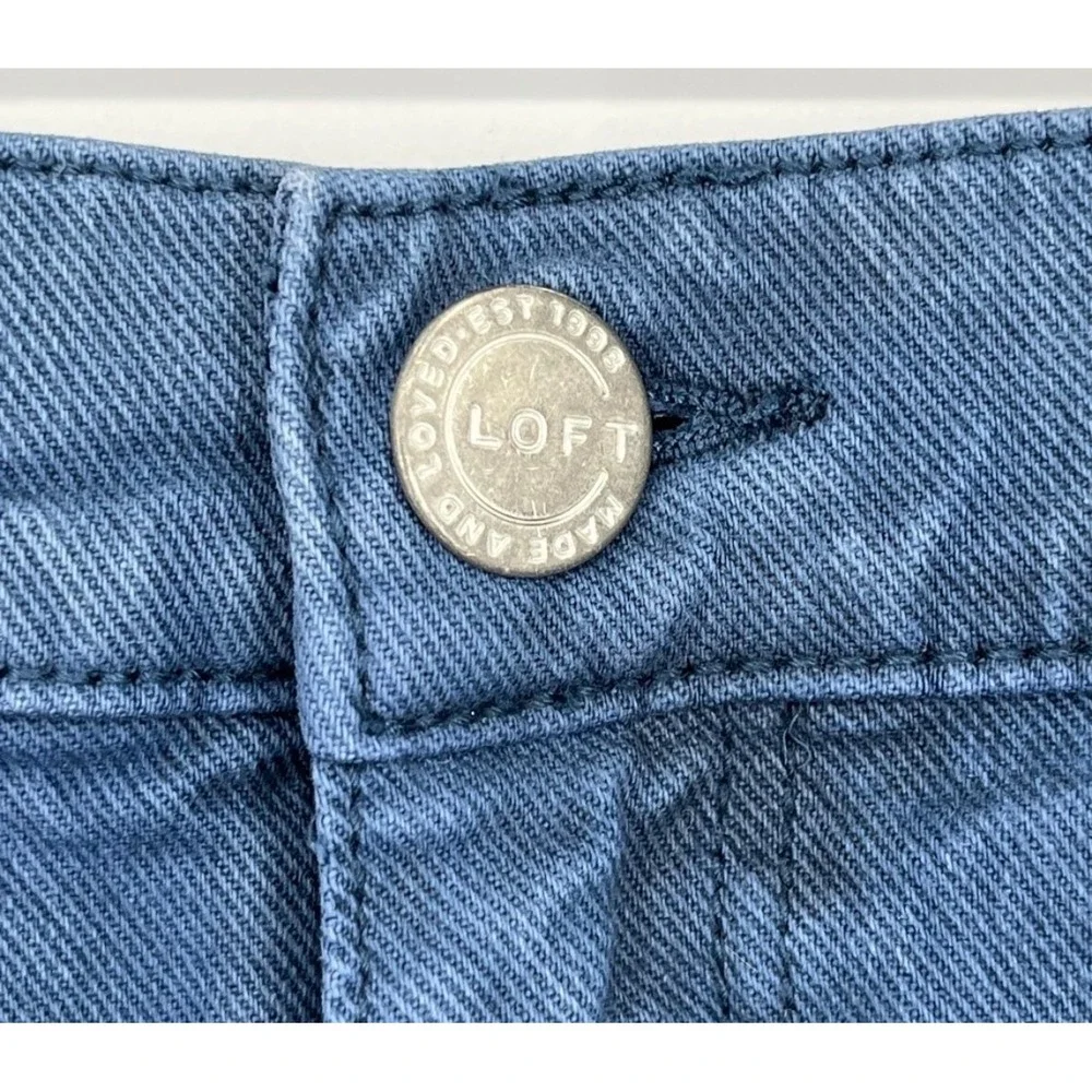 LOFT Denim Shorts Women 12 31 Blue Raw Hem Frayed Stretch Mid Rise Casual Pocket